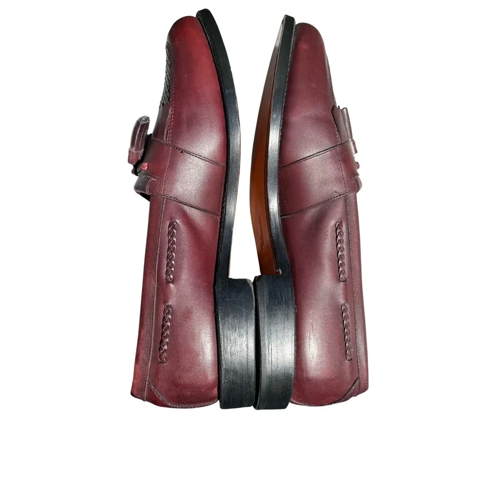 Allen Edmonds Cody Tassel Loafers Oxblood Burgundy Leather Woven 9.5 D Wide